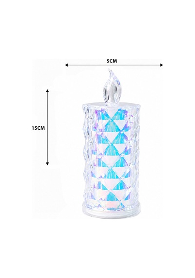 12 Adet Led Candle Kamp Büyük Boy Çap:5cm - Y: 16cm Pilli Led Mum Mika Kristal Plastik Yakut-13637 5570 Default