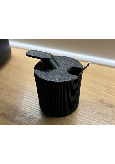 3d Baskı 2li Kaşıklı Şekerlik Baharatlık Seti Kapaklı Fitilli Dekoratif Mutfak Sunum Kabı 7x7 Cm Çok Renkli