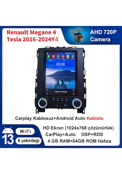 Renault Megane 4 Tesla 2016-2024yıl 4gb Ram 64gb Rom Carplay Mult