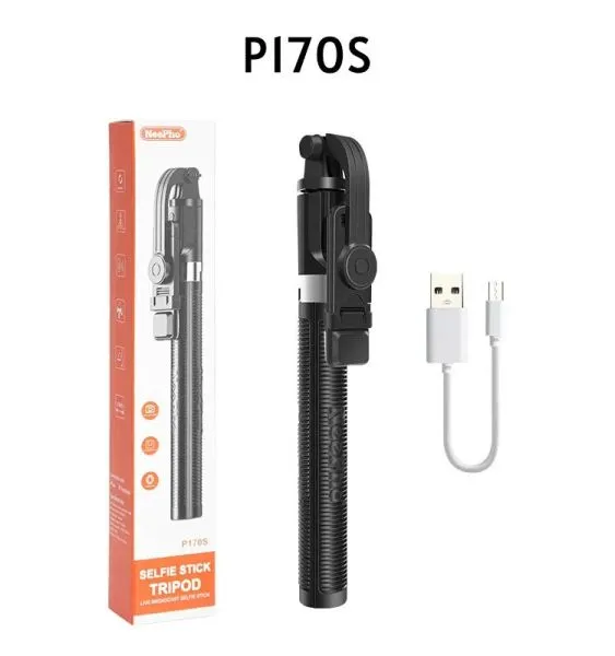 Neepho P170s Tripod Led Işıklı Selfie Çubuğu, Uzatılabilir, Bluetooth Çok Fonksiyonlu Uzaktan Kumandalı Deklanşör