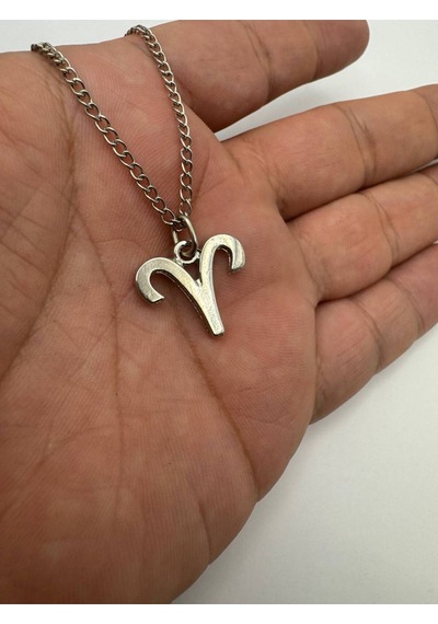 Koç Burcu Sembol Kolye 60 Cm Zincirli, Zamak Kaplama Unisex Astrolojik Tasarım Çok renkli