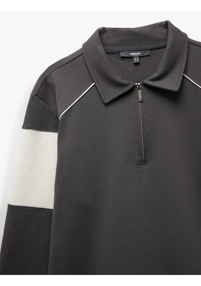 Koton Pamuklu Renk Bloklu Uzun Kollu Yarım Fermuarlı Sweatshirt Antrasit 5sam70034mk Antrasit Koton Pamuklu Renk Bloklu Uzun Kollu Yarım Fermuarlı Sweatshirt Antrasit 5sam70034mk Antrasit