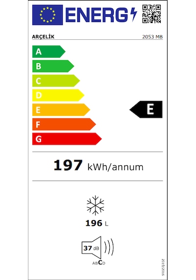 Arçelik 2053 MB 196 L 5 Çekmeceli Dikey Derin Dondurucu