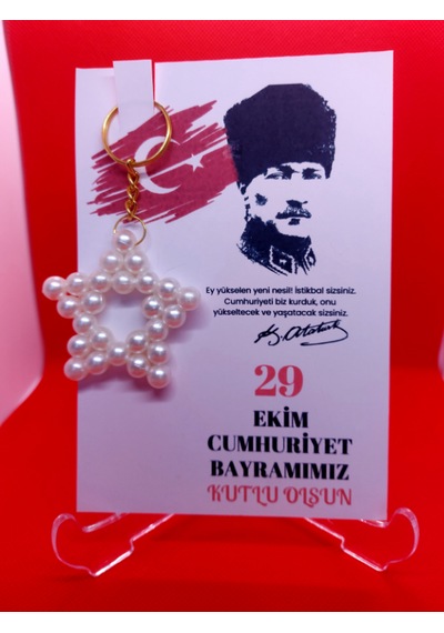 Sevimli Tasarımlar Yıldız Anahtarlık-29 Ekim Temalı