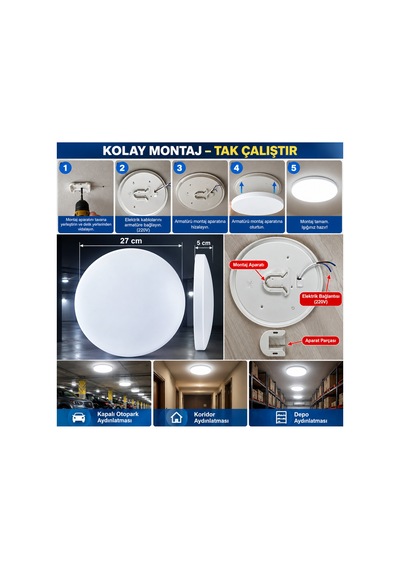 18w Radar Hareket Sensörlü Led Glop Armatür 6500k Beyaz Işık 27 Cm Sıva Üstü Otomatik Yanan Tavan Lambası - 939006523 Diğer 18w Radar Hareket Sensörlü Led Glop Armatür 6500k Beyaz Işık 27 Cm Sıva Üstü Otomatik Yanan Tavan Lambası - 939006523 Diğer