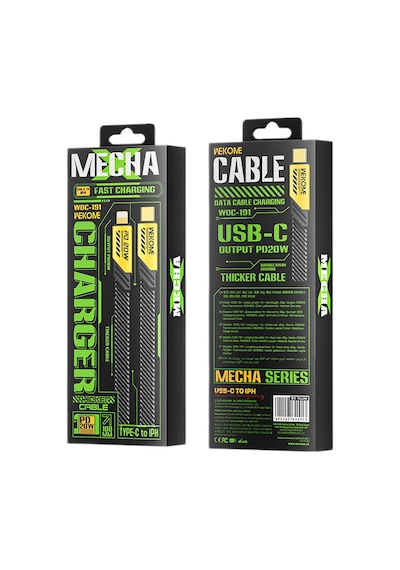 Wekome  WDC-191 Type-c to Lightning PD20W Veri Ve Şarj Kablosu Gri
