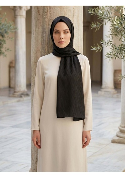 Camellia Scarfs İtalyan Jakar Şal Dalga Desen Siyah - Asil Ve Lüks Stil