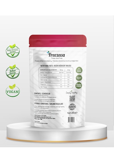 Freezeva Dondurularak Kurutulmuş Böğürtlen 20 Gr - Freeze Dried Böğürtlen Kuru Meyve Cipsi 20 G