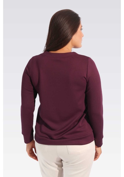 Tolga Saraçoğlu Minimalist Uzun Kol Kadın Sweatshirt - Günlük Rahatlık Mürdüm