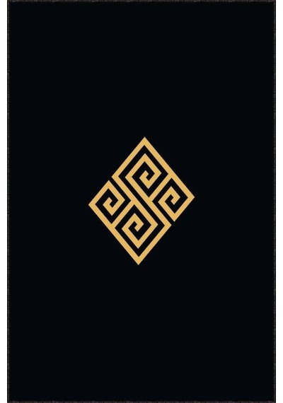 Siyah Gold Modern Klasik Kaymaz Tabanlı Dekoratif Halı Ar010n11 Siyah - Gold