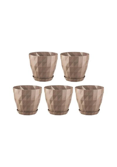 Omnipazar So-krt3 Dekoratif Kristal Saksı Takımı 1.85 Lt Mocha 5 Adet