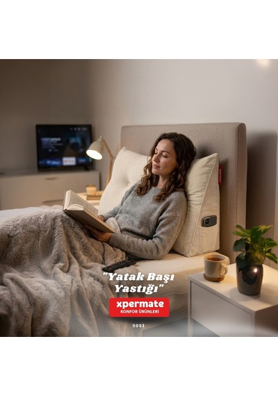 Yatak Başı Yastığı Sırt ve Bel Destek Yastığı 120 CM Yaslanma ve Dinlenme Yastığı Bej