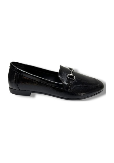 C-shoes 228-26 Yıkama Cilt Deri İnce Metal Toka Kadın Ayakkabı Siyah