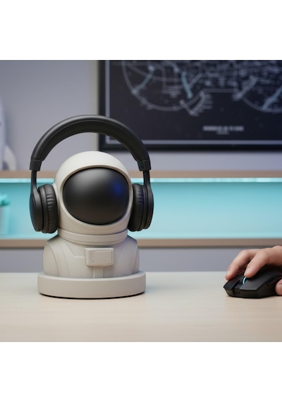Happy3dworld Astronot Figürlü Kulaklık Standı, 3d Baskı Gaming Masaüstü Dekor