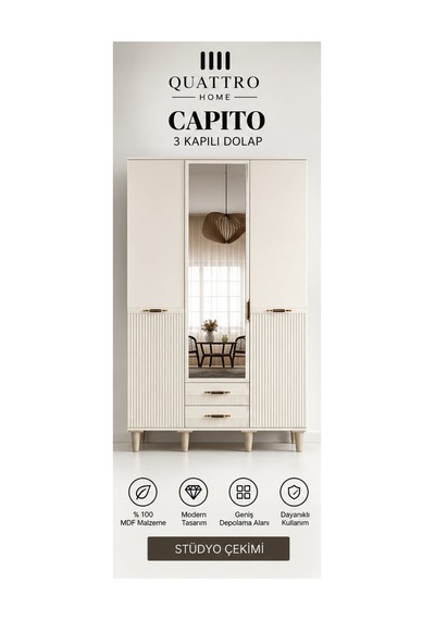 Capıto 3 Kapılı Dolap Beyaz