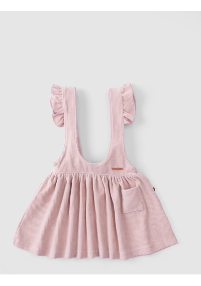 Fitilli Kadife Bebek Jile Elbise Pembe