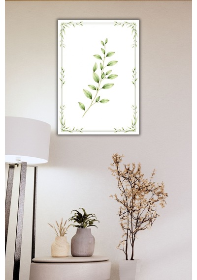 İllüstratif Dekoratif Çerçeve, Yeşil Yaprak Desenli, Modern Tasarım