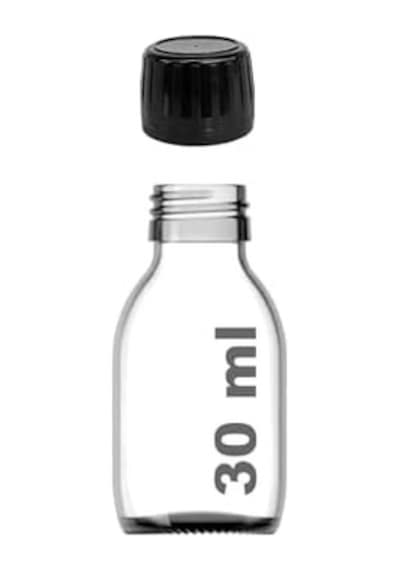 30 Ml Sızdırmaz Kapaklı Şeffaf Shot Şişesi 30 Cc Ginger Şat Beyaz Cam Şişe 20 Adet Kilitli Plastik Siyah Kapak