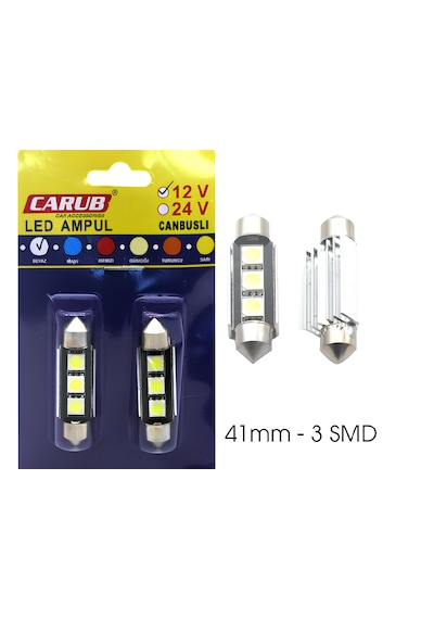 Carub Ampul 12v Sofit 3 Smd Metal 41mm Beyaz