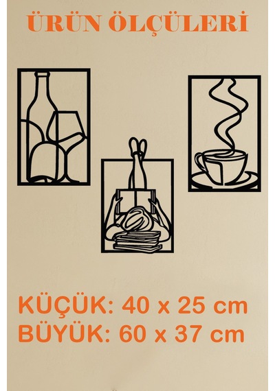 3 Lü Kadın Kadeh Fincan Temalı Tablo Dekoratif Duvar Dekoru Siyah - 753538604 Siyah