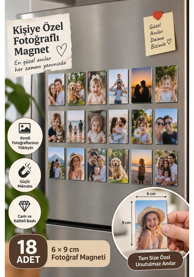 Kişiye Özel Fotoğraflı Magnet 18 Adet 6 9 Cm Sürpriz Hediyeli