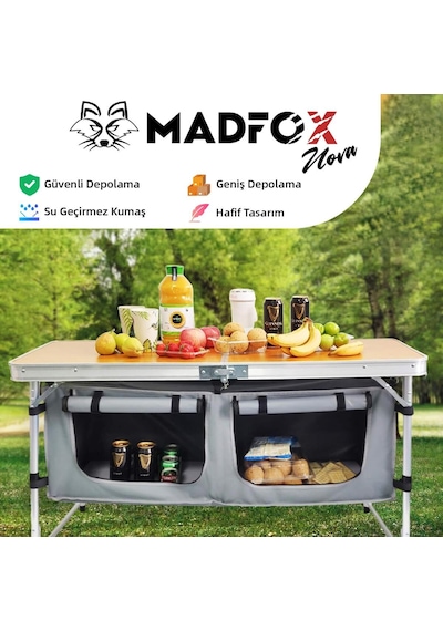 Madfox Nova Katlanır Kamp Masası Ahşap Ahşap