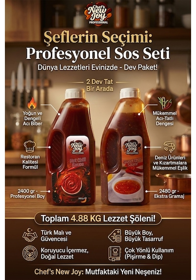 2'li Gurme Dip Sos Seti - Sweet Chili 2480g + Hot Chili 2400g Tatlı Acı Sos