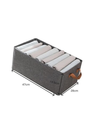 Dolap İçi Kumaş Kıyafet Düzenleyici Kutu 47x28x19.5 Cm - Katlanabilir Gardırop Raf İçi Düz Giysi Düzenleme Diğer