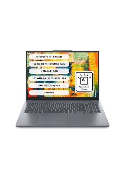 Lenovo IdeaPad Slim 3 16IRH10 83K20077TR-001 i5-13420H 16 GB 1 TB SSD 16" W11P Dizüstü Bilgisayar