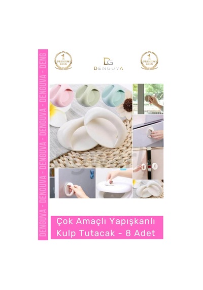 Kulp Pratik Mobilya Çekmece Dolap Pencere Cam Kapı Kendinden Yapışkanlı Yapışkanlı Kulp Tutacak - 8 Çok Renkli