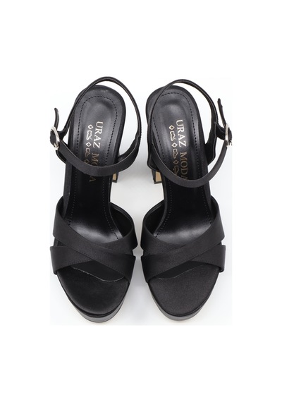 Nesilshoes Nesil Shoes Uraz 795 Siyah Saten Platform Kadın Sandalet