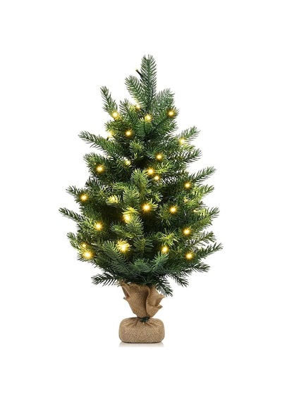 Lapidaria 40 Cm Led Işıklı Yılbaşı Çam Ağacı Kütük Tabanlı Jüt Ipli Diğer