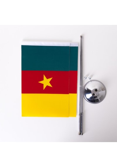 Kamerun 2li Masa Bayrağı Saten Kumaş Dijital Baskı 15x22,5 cm