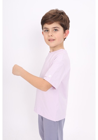 Toontoy Kids Toontoy Unisex Çocuk Baskılı Tişört Açık Lila