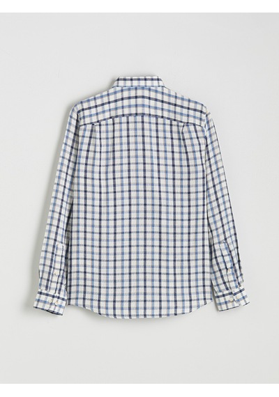 Lcwaıkıkı Classic Mavi Regular Fit Uzun Kollu Ekose Armürlü Erkek Gömlek