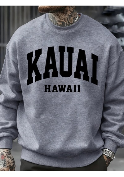 Startmore Tarzsokak Kauai Hawaii Mektup Baskılar Erkek Kazak Moda Hip Hop Kazak Polar Büyük Boy Giysiler Sonbahar Gri