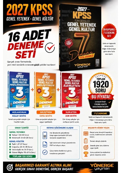 2027 Kpss Deneme Genel Yetenek Genel Kültür Seti 16'lı Tamamı Çözümlü Efsane Kampanya - 844472941