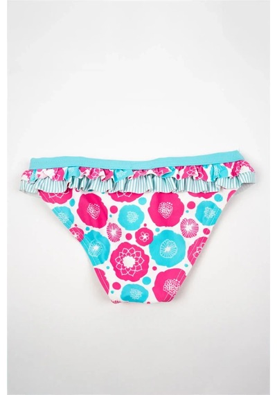 Adisia Kız Bebek Turkuaz Fırfırlı Pembe Çiçekli Bikini Altı Turkuaz