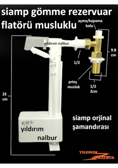 Siamp Gömme Rezervuar Flatörü Musluklu Şamandırası İç Takım Muslu