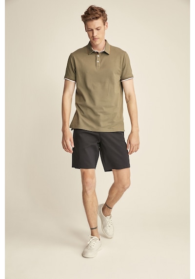 Grımelange Noah Erkek Haki Polo Yaka Slim Fit T-shirt