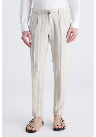 Twn Slim Fit Bej Armürlü %100 Keten Jogger Pantolon 4ec03tl133242 Bej