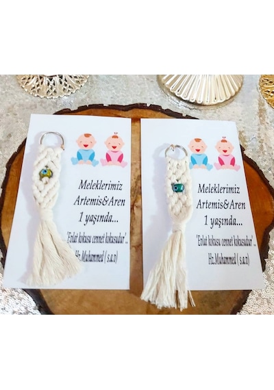Nazarlıklı Makrome Anahtarlik Hediyelik Bebek Şekeri 30 Adet