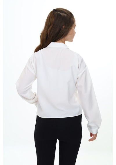 Toontoy Kız Çocuk Regular Fit Asimetrik Kalıp Düşük Omuz Uzun Kollu Basic Poplin Gömlek - Tek Cepli Beyaz Toontoy Kız Çocuk Regular Fit Asimetrik Kalıp Düşük Omuz Uzun Kollu Basic Poplin Gömlek - Tek Cepli Beyaz