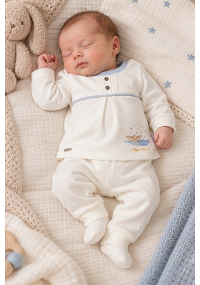 Babyhola %100 Pamuk Erkek Bebek Alt Üst Takım 13748 Mavi