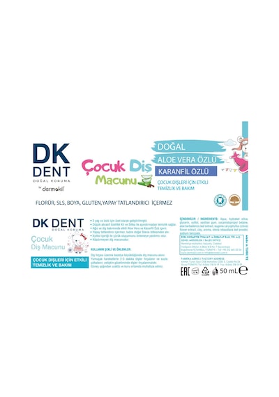 Dkdent Karanfil Özlü Çocuk Diş Macunu 50 Ml X 2 Adet Çürük Önleyici