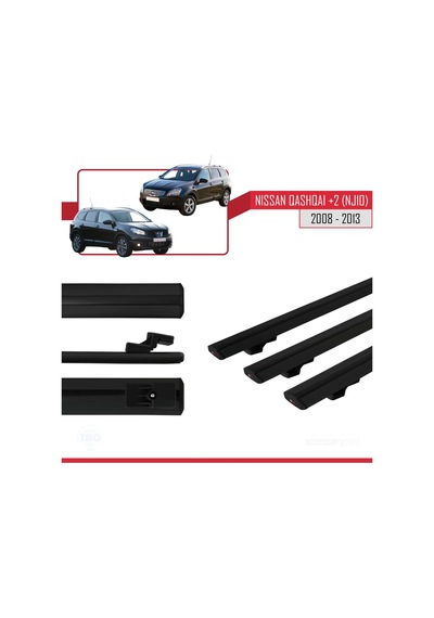 Nisssan Qashqai +2 Nj10 2008-2013 Arası İle Uyumlu Basic Model Ara Atkı Tavan Barı Siyah 3 Adet