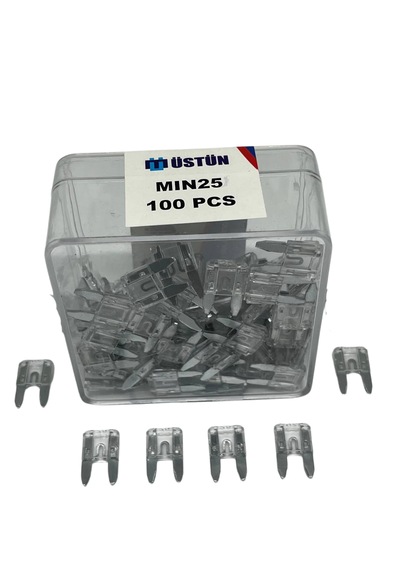 Mini Bıçak Sigorta 25 Amper 100 Adet Mini Boy Oto Sigorta 25a