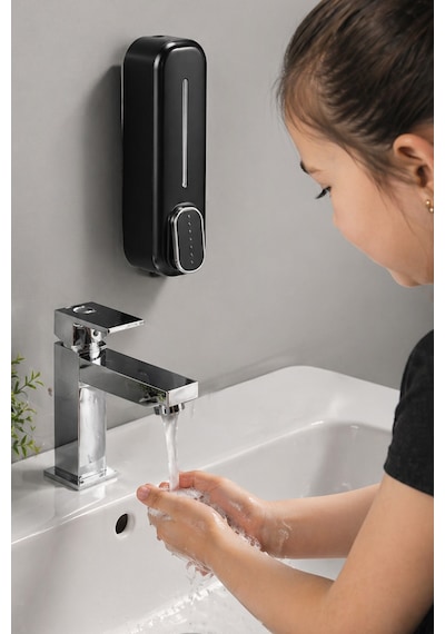 Duvara Monte Sıvı Sabunluk Manuel Dispenser Mutfak Deterjan Şampuan Duş Jel Organizer 22 Cm Siyah