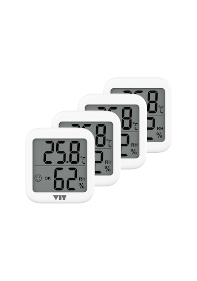 Vıt 4'lü İç Mekan Dijital Isı Ve Nem Ölçer Beyaz Termometre Wvt17-03 Thermometer