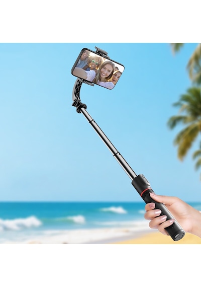 Go-des Gd-f06 Bluetooth Kumandalı Selfie Çubuğu Teleskopik Tripodlu Sarsılma Engelleyicili Siyah